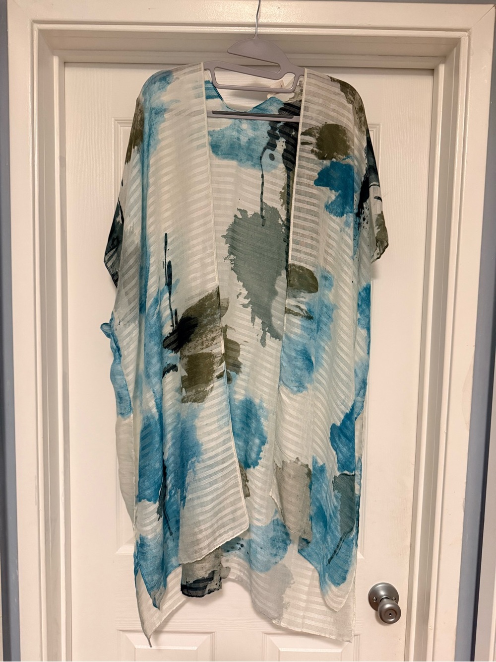 HUMBLE & HILO Watercolor Print Sheer Open Front Kimono Duster OS NWOT